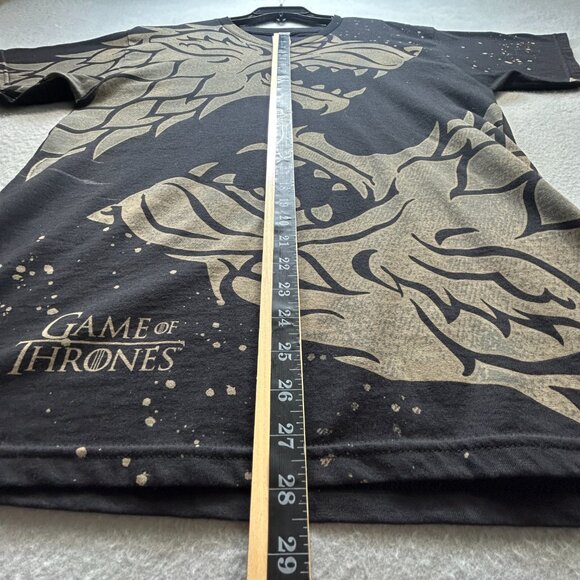 Y2K Game of Thrones Shirt Mens Large Black Stark Direwolf All Over Print Alstyle - Picture 5 of 6